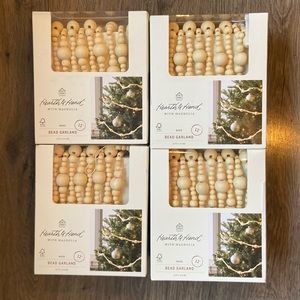 12' Wood Beaded Garland - Beige by Hearth and Hand with Magnolia LOT OF 4